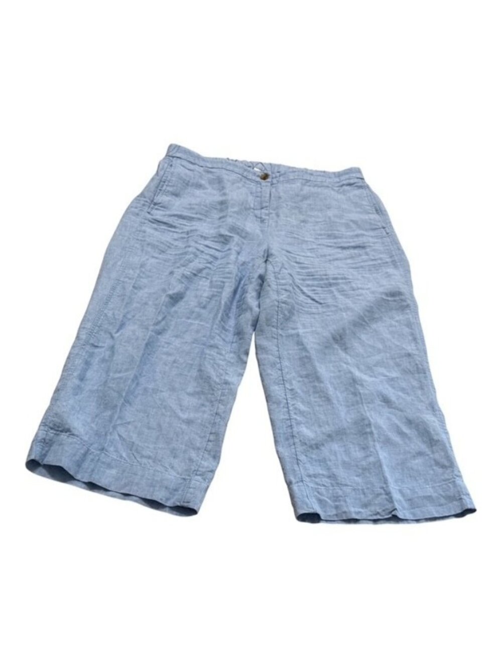 J Jill Love Linen Blue Wide Leg Crop Pants Womens XL Elastic Beach Casual Breezy